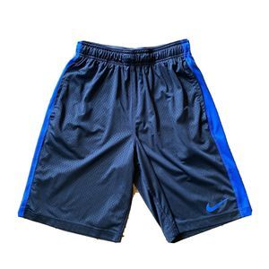 Nike Dri-Fit Shorts Black With Blue Stripe Pockets